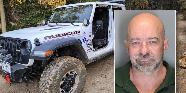 A photo of William Tidwell over a photo of William Tidwell's search-and-rescue truck