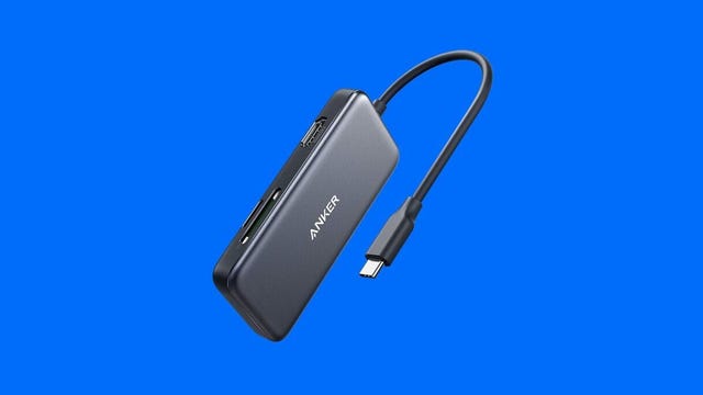 Anker 5-1 USB-C Hub on a blue background