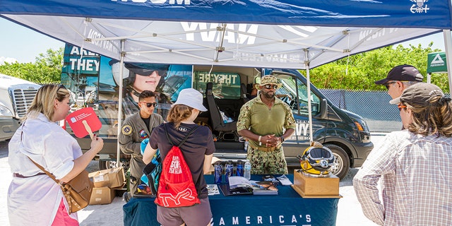 A Navy recruitment booth