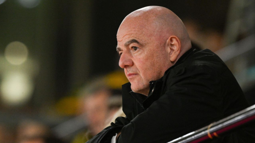 FIFA President Gianni Infantino watches the Women's World Cup semifinal match between Australia and England at Stadium Australia on August 16, 2023. 