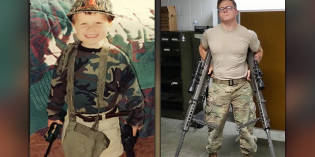 Ryan c knauss childhood photo and soldier photo