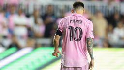 Jul 21, 2023; Fort Lauderdale, FL, USA;  Inter Miami CF forward Lionel Messi (10) looks on against Cruz Azul in the second half at DRV PNK Stadium. Mandatory Credit: Nathan Ray Seebeck-USA TODAY Sports