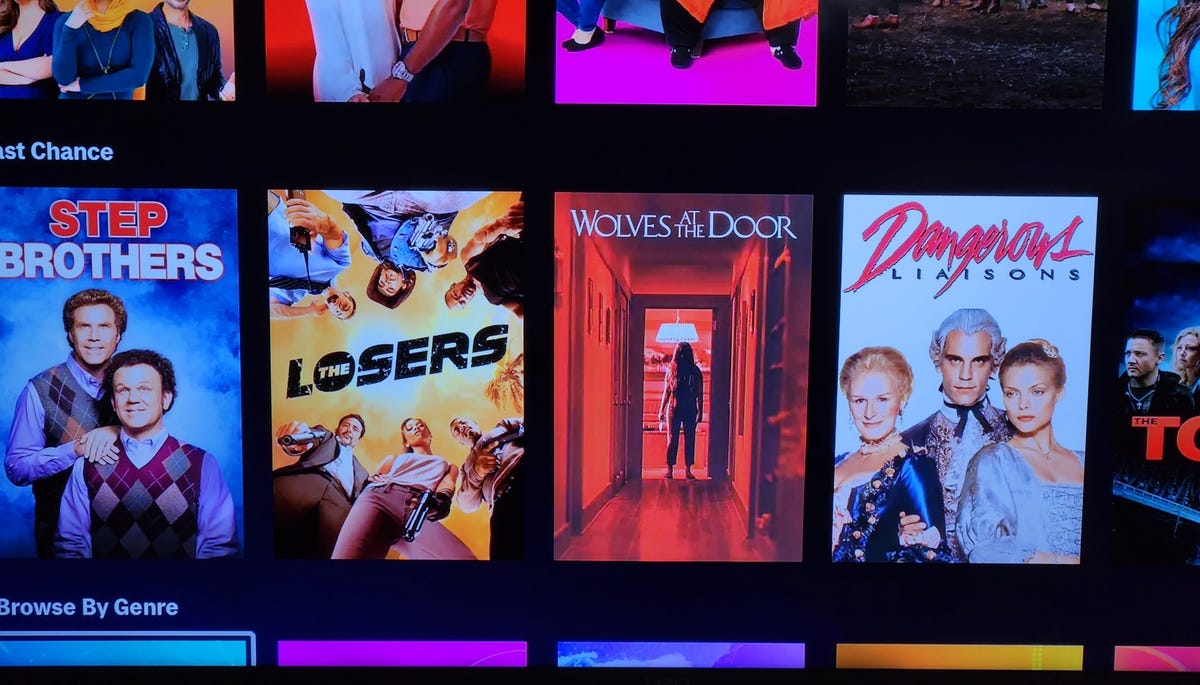 max app on TV screen showing movie and TV show tiles