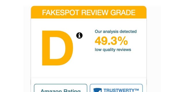 Screenshot of a FakeSpot review grade.