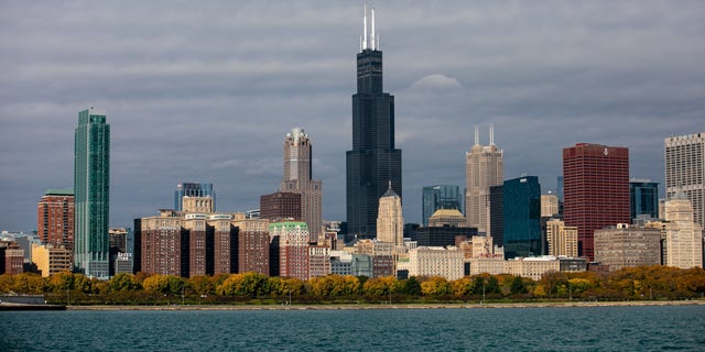 Chicago skyline seen from lake 