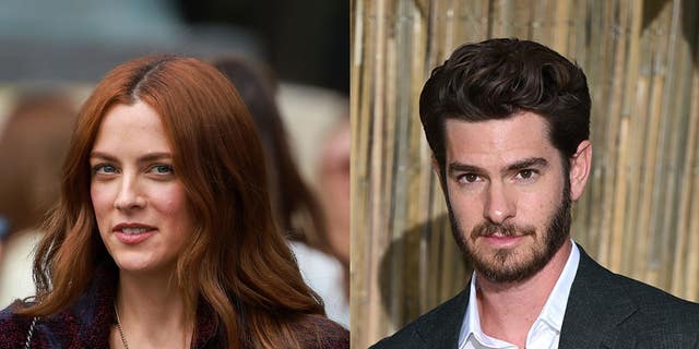 Split of Riley Keough and Andrew Garfield smiling