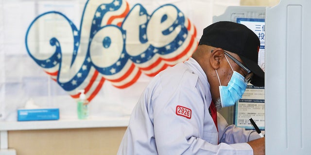 voter fills in ballot