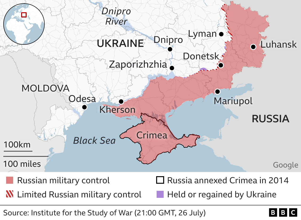 Map showing the whole front line