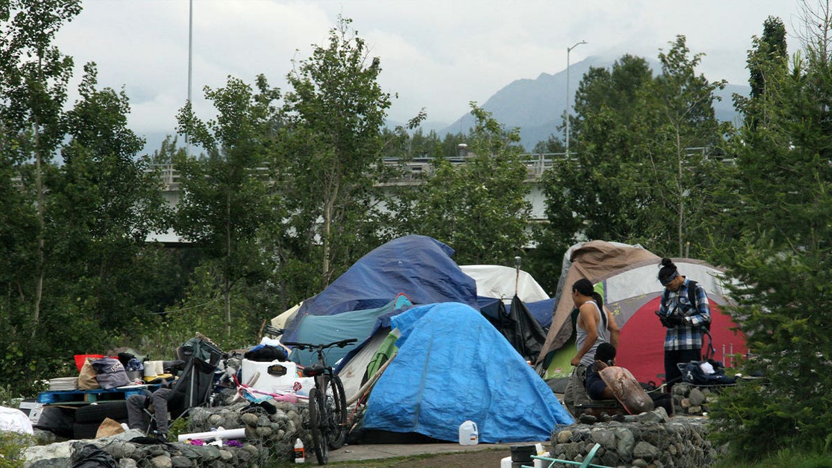 homeless tent city in AK