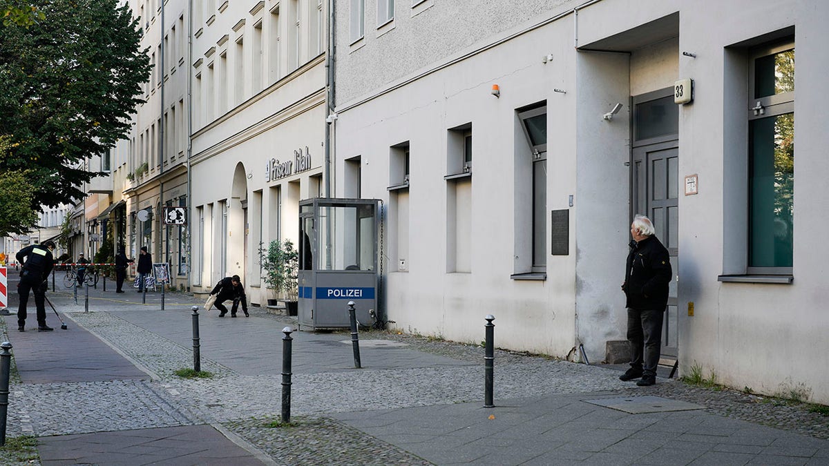 Sidewalk near synagogue in Berlin, Germany