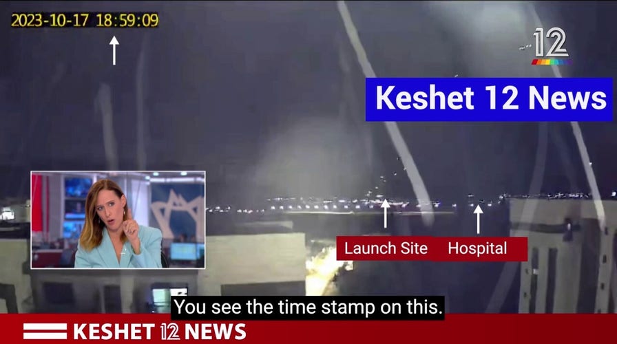 Israel's Keshet 12 News camera catches rocket launched from Gaza reportedly hitting hospital