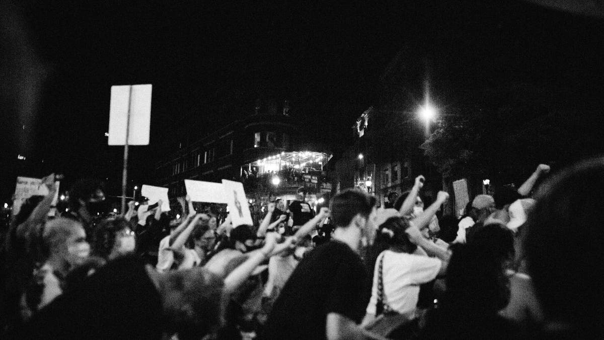 Photo of people on strike.