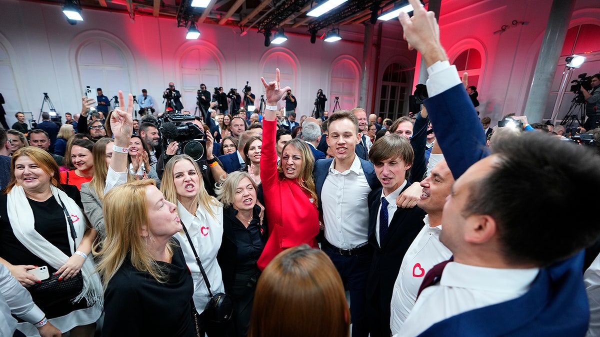 Donald Tusk supporters celebrate