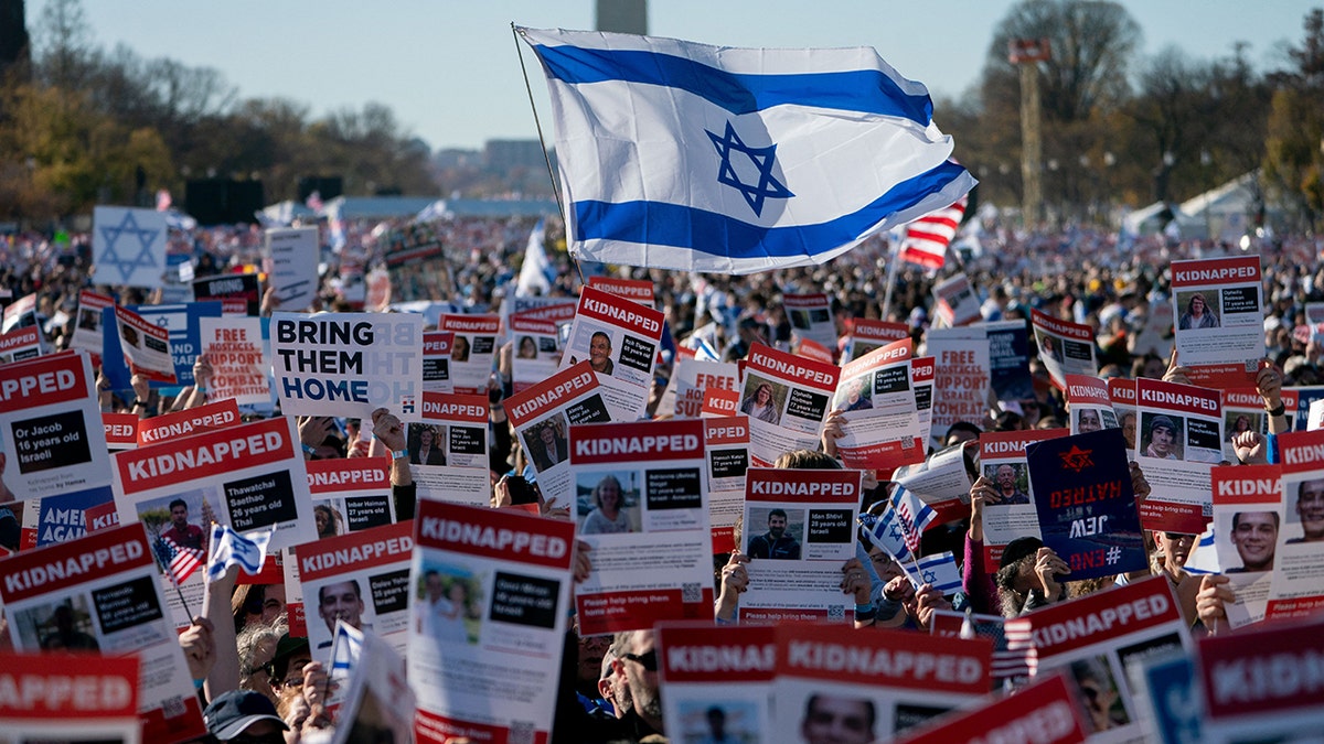 Protesters denounce antisemitism and demand Hamas release hostages held captive in Gaza