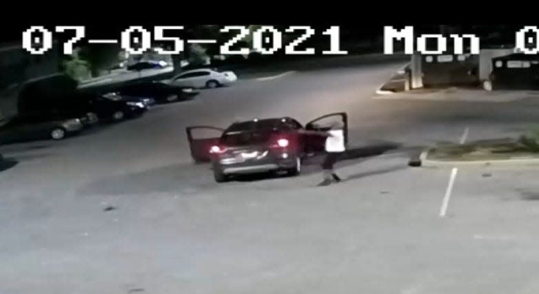 Still image from video of the July 5, 2021 fatal shooting of Aaron Chambers in a Mount Healthy apartment complex parking lot.