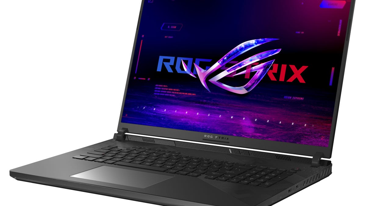 Asus Strix Scar 18 gaming laptop at an angle