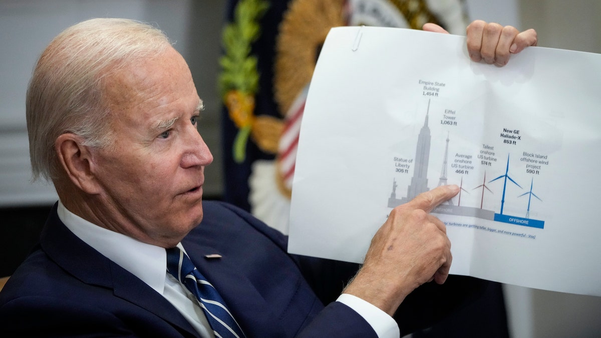 President Biden points to chart