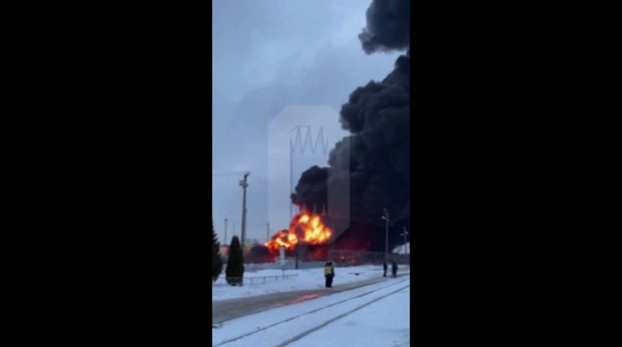 Russian oil depot in flames after Ukrainian drone attack