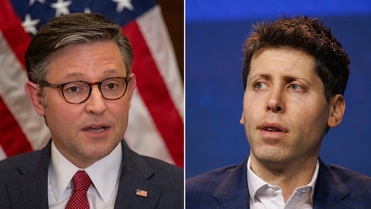 House speaker Mike Johnson (left), Open AI CEO Sam Altman (right)