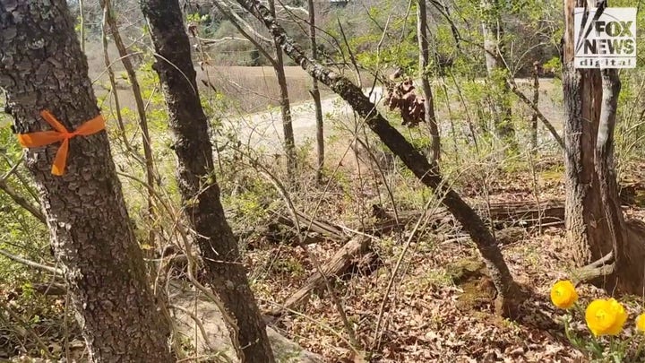 General view of the crime scene where Laken Riley's body was found on UGA's campus