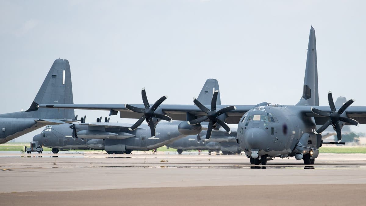 A U.S. Air Force AC-130J Ghostrider gunship