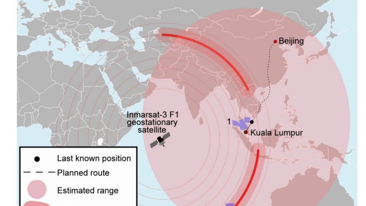 Malaysia Airlines flight 370's search areas, according to Dr. Alan Diehl's book. 