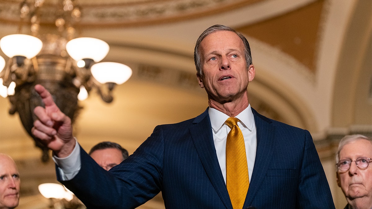 Sen. John Thune at a news coneference