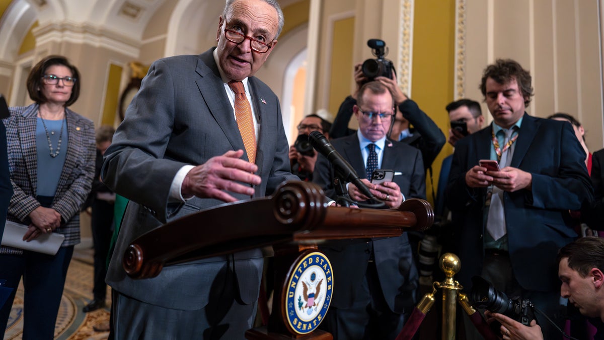 Sen. Chuck Schumer in Capitol holding news conference