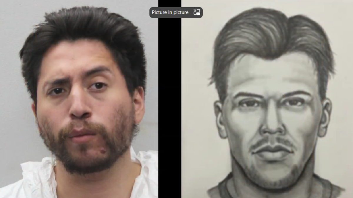 Side-by-side comparison of mug shot and sketch