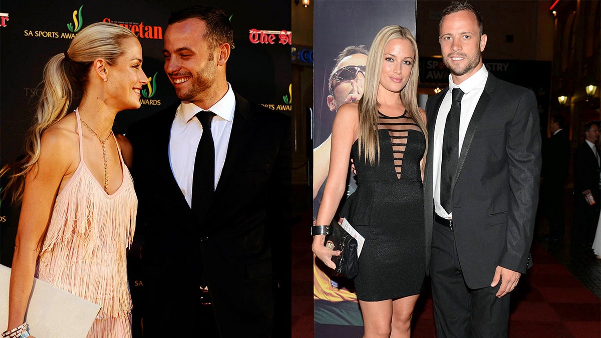 Oscar Pistorius and Reeva Steenkamp shown on the red carpet