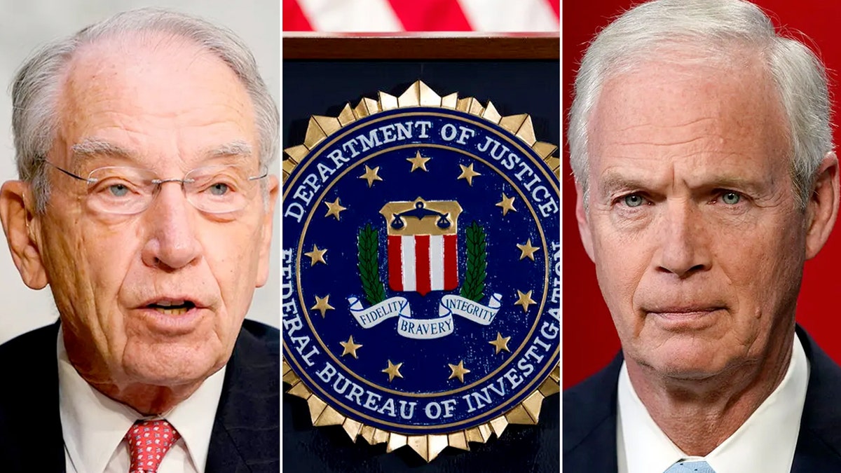 Sens. Chuck Grassley and Ron Johnson, FBI logo in the middle