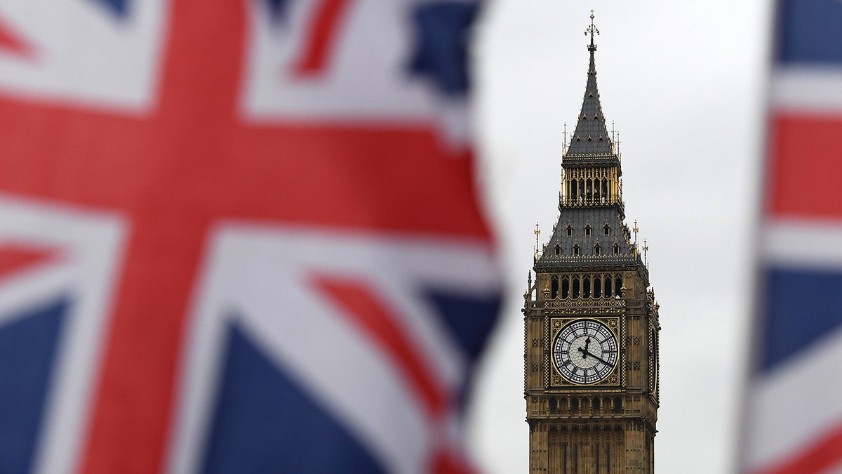 UK flag, Parliamentary house in London