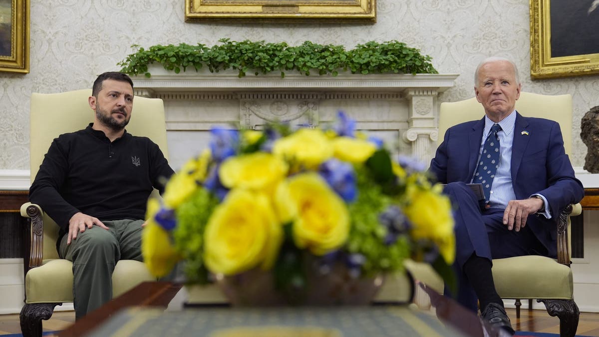 President Joe Biden meets with Ukraine's President Volodymyr Zelenskyy in the Oval Office of the White House in Washington, Thursday, Sept. 26, 2024. 