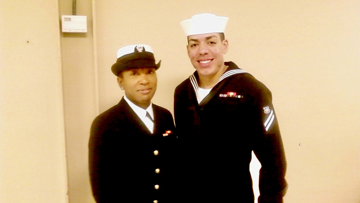 Genai Coleman in uniform with a friend.