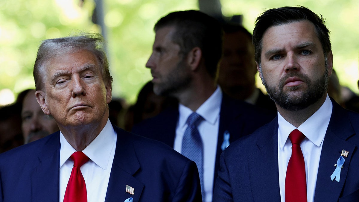 former President Trump, left, with Sen. JD Vance, right