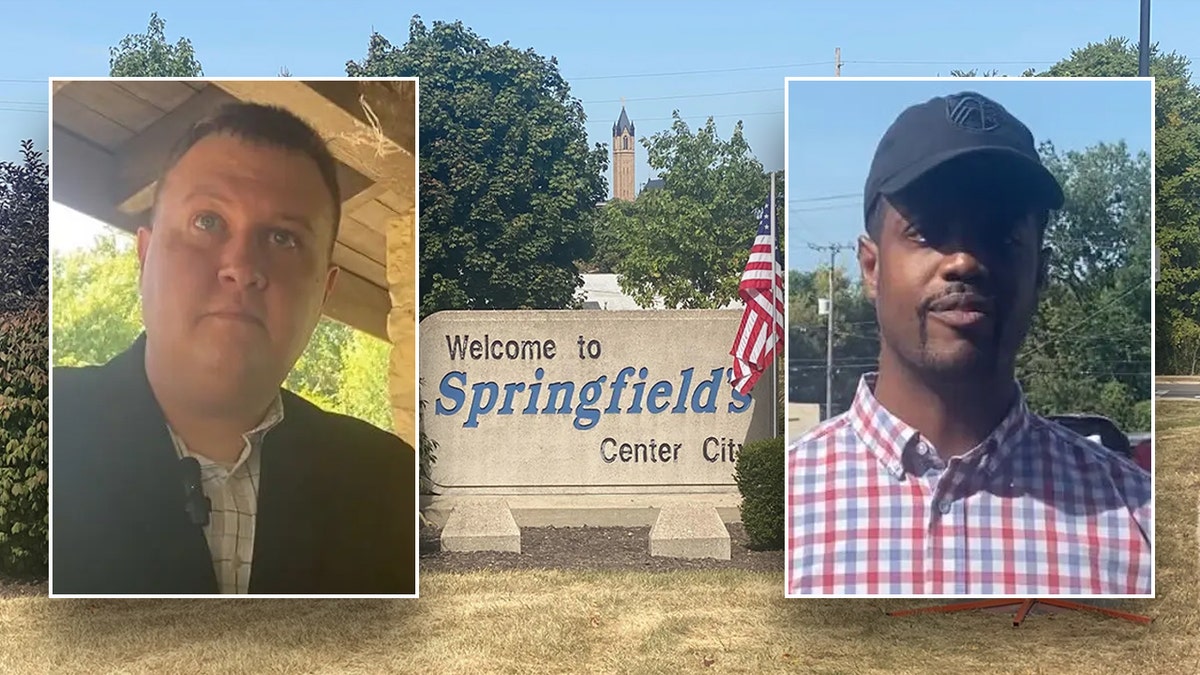 Photo of two pastors over the welcome sign.