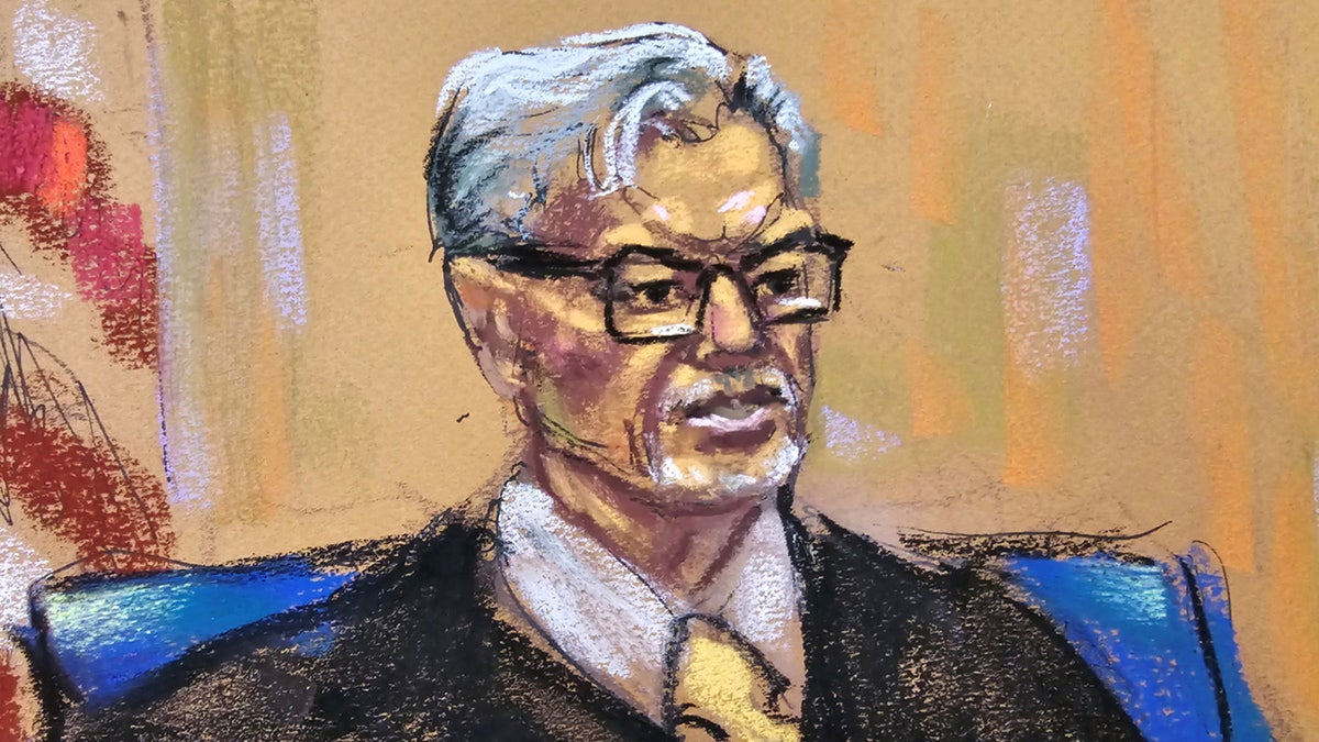 Justice Juan Merchan shown in courtroom sketch