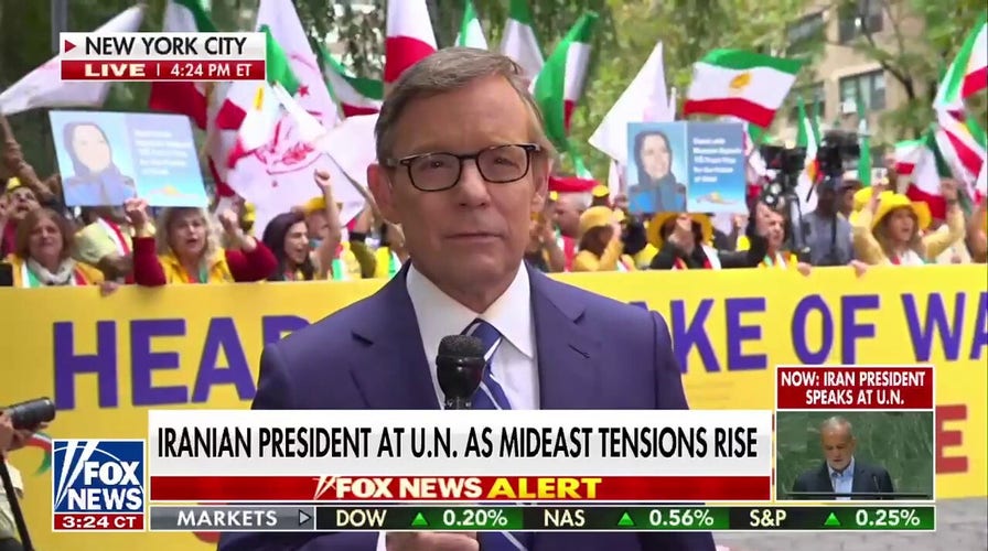 Protesters rally against Iranian president outside of the United Nations