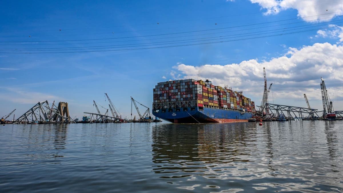 Container ship Dali near bridge wreckage