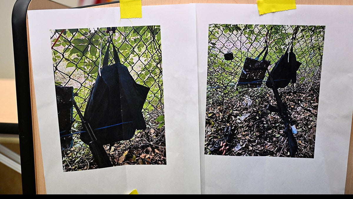 Pictures showing suspect's items near fence of Trump International Golf Club