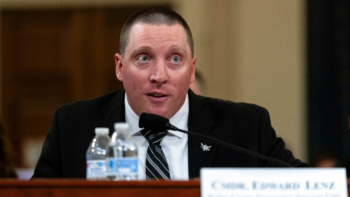 Sgt. Edward Lenz, Commander of Butler County Emergency Services Unit, testifies at the first public hearing of a bipartisan congressional task force investigating the assassination attempts against Republican presidential nominee former President Donald Trump, at Capitol Hill in Washington, Thursday, Sept. 26, 2024. 