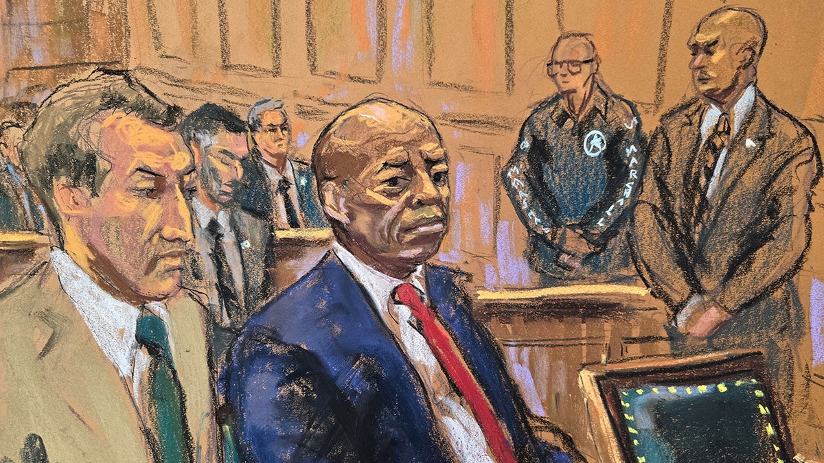 New York City Mayor Eric Adams sits in federal court during his arraignment