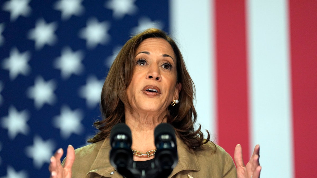 Democratic presidential nominee Vice President Harris speaks at Cochise College Douglas Campus in Douglas, Ariz., Friday.