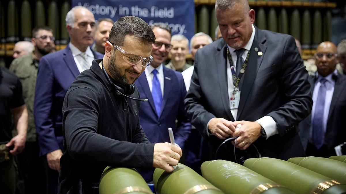 Ukraine's President Volodymyr Zelenskiy visits the Scranton Army Ammunition Plant in Scranton, Pennsylvania, U.S.