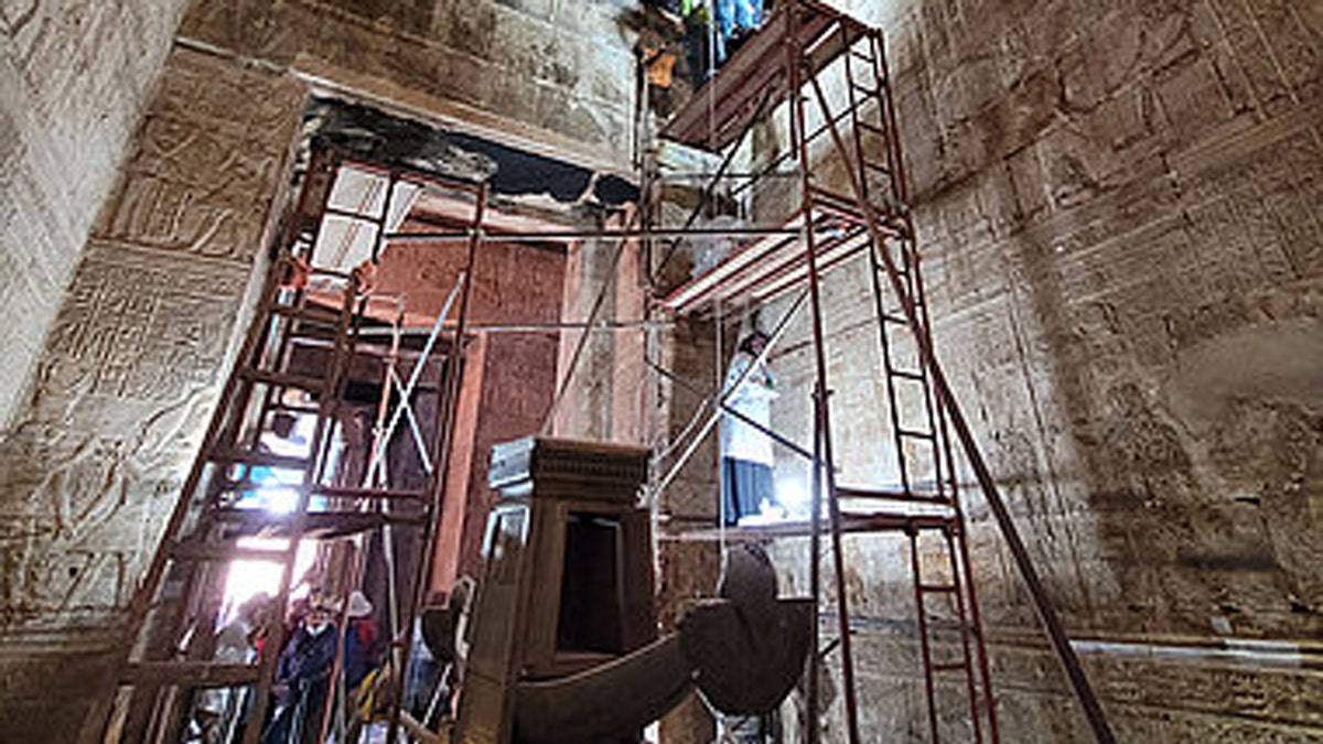 Restoration being done in an Egyptian temple