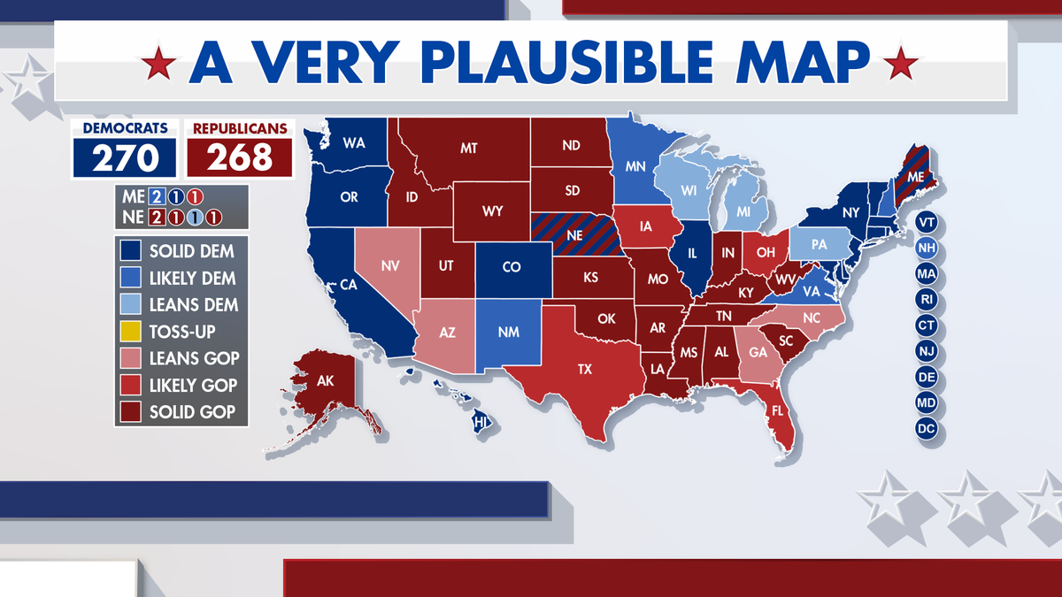 possible Electoral College scenario where Democrats win presidential race by 2 votes