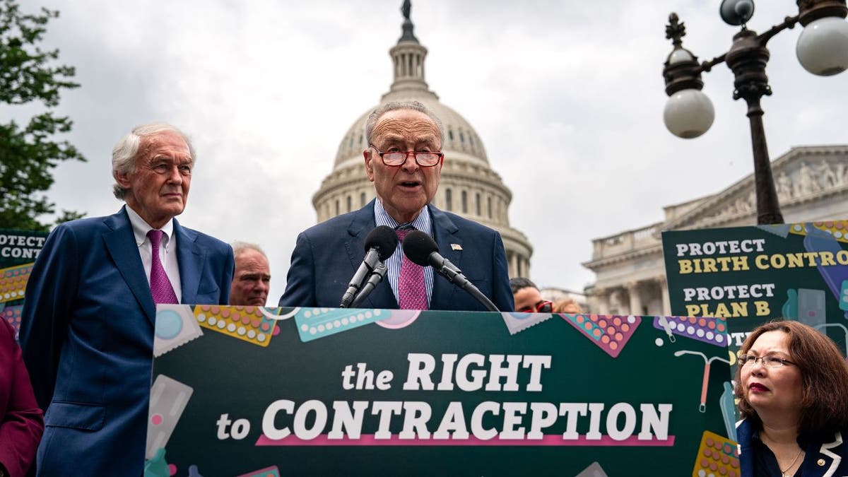 Schumer speaks at a right to contraception rally