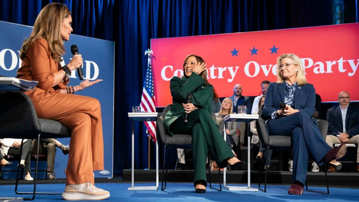 Maria Shriver, left, with Kamala Harris and Liz Cheney