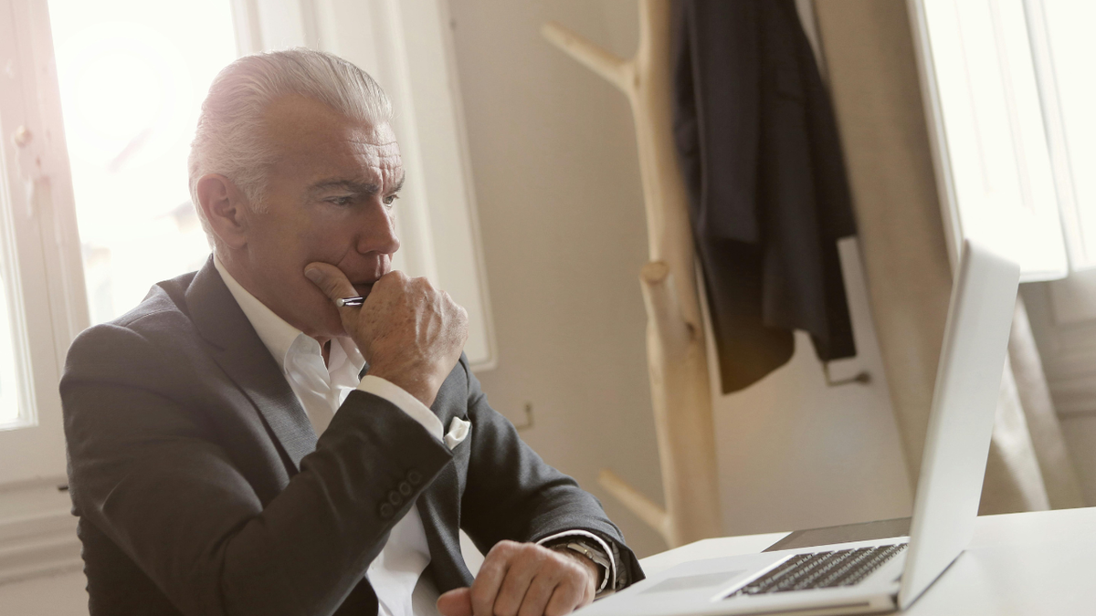 man working on laptop