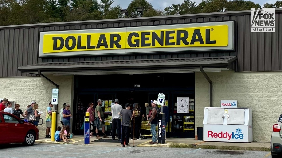 A Dollar General in Fairview, N.C., operates as cash-only for residents impacted by Hurricane Helene.